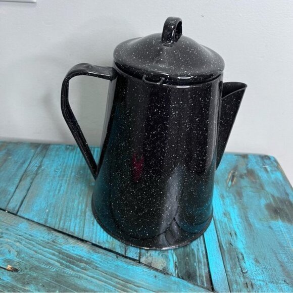 Vintage Black Graniteware Enamel Coffee Pot | Campware - Picture 2 of 10